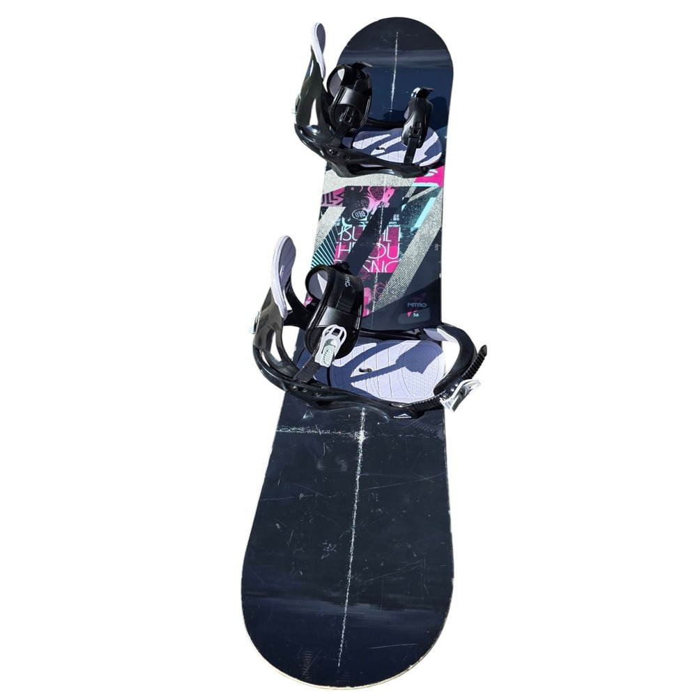Nitro Snowboard 156cm Chamonix Bindings Black Pink Graphic Good Condition